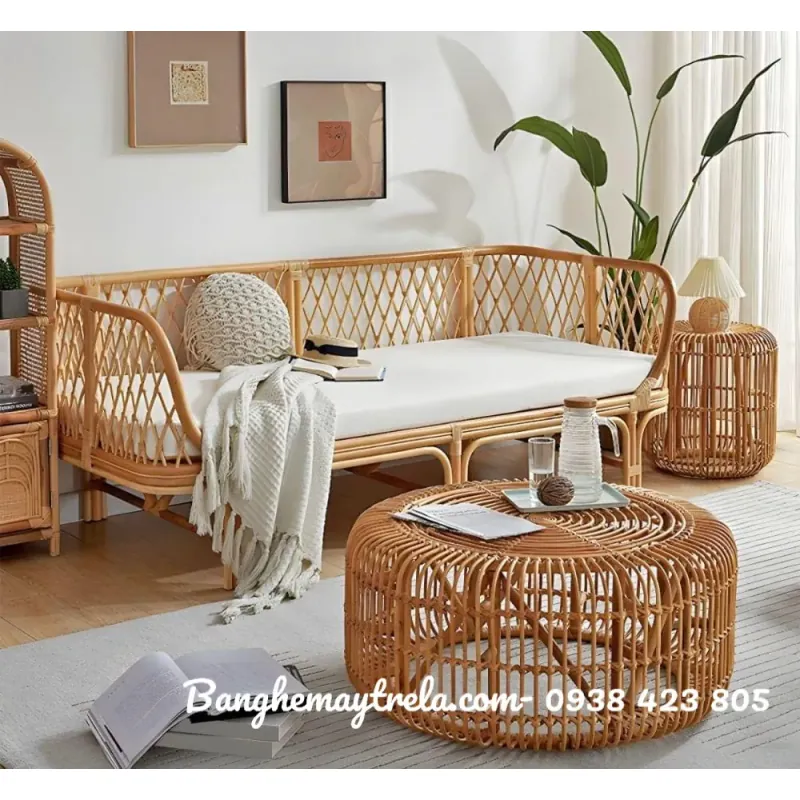 Ghế sofa mây tự nhiên hiện đại lưng caro 701587