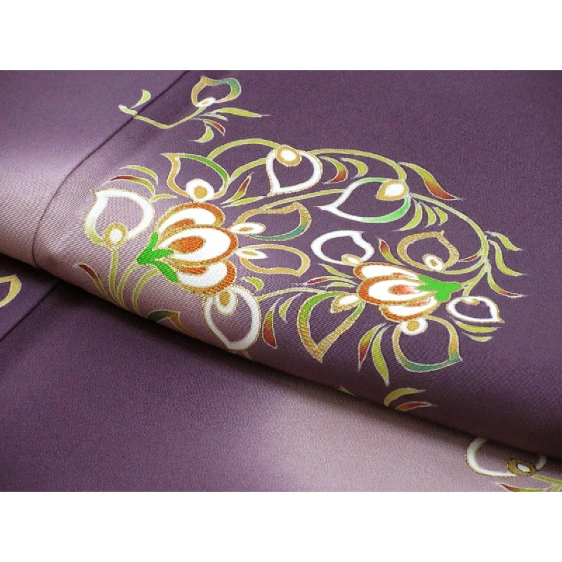 Áo kimono thăm viếng, trang trí vàng Yuzen, thêu bo màu 883401