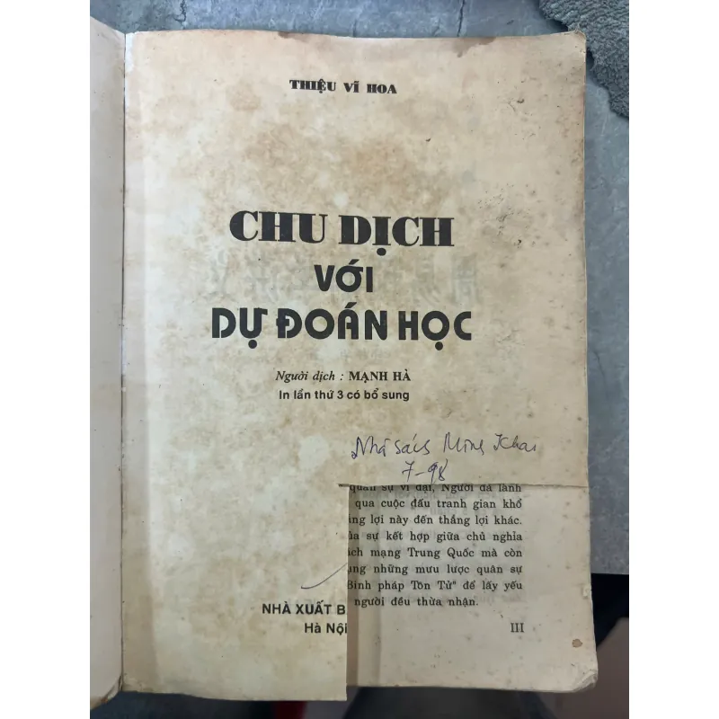 CHU DỊCH VỚI DỰ ĐOÁN HỌC - THIỆU VĨ HOA 1006412