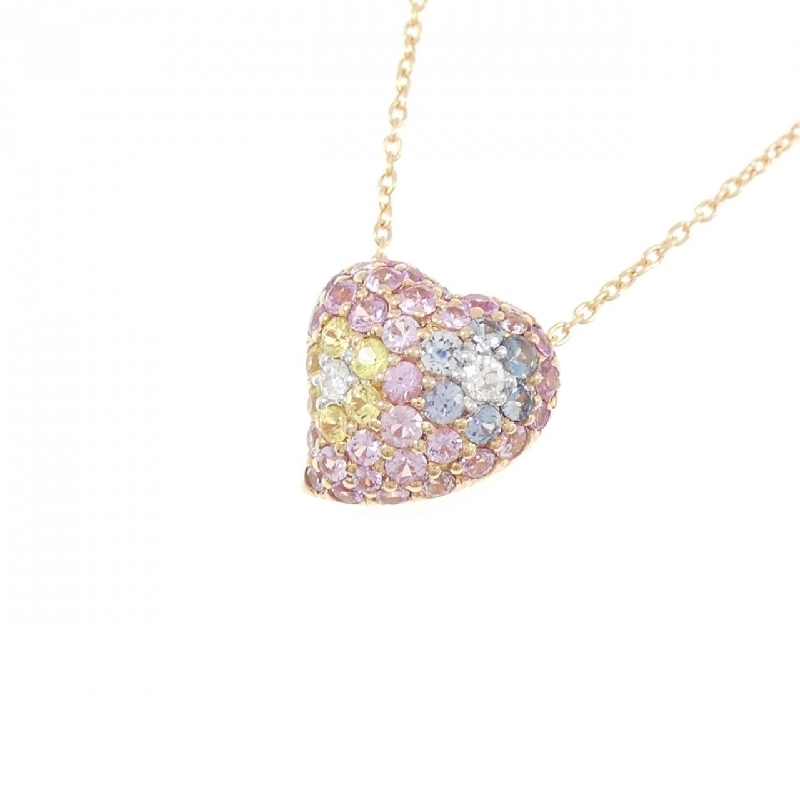 K18PG Dây chuyền hình trái tim Sapphire 0.99CT - Hàng hiệu Chính hãng 861921