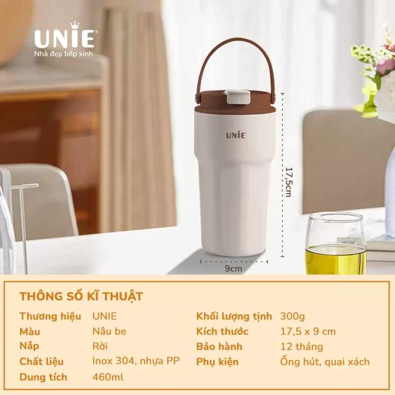 🧋 UNIE UMC460 460ml – Uống cà phê, trà, nước mát mọi lúc 786445