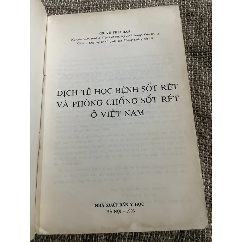 DỊCH TẾ HÓC BẾNH SỐT RÉT VÀ PHÒNG CHỐNG SỐT RÉT Ở VIỆT NAM- GS. VU THỊ PHAN 1021336