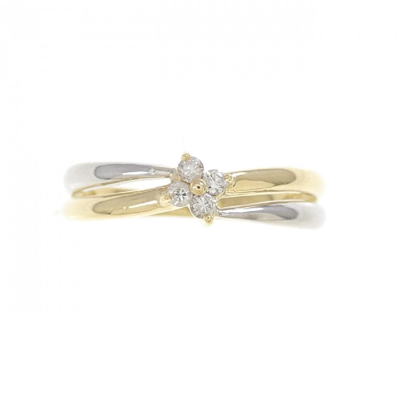 Nhẫn kim cương hoa K18YG/PT900 0.07CT - Hàng hiệu Authentic 853291