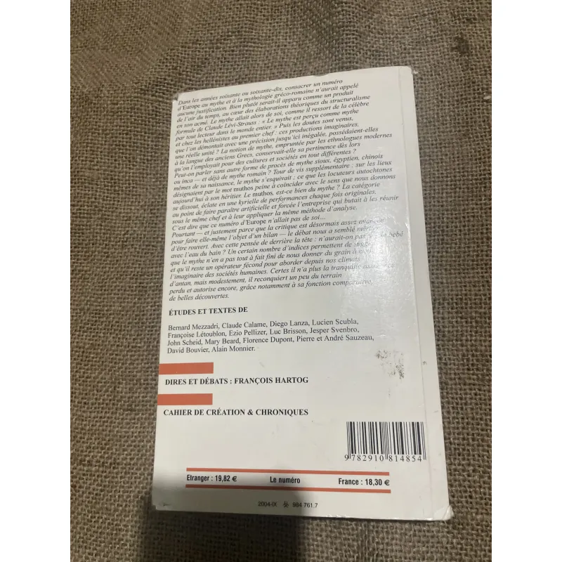 europe revue littéraire mensuelle MYTHE ET MYTHOLOGIE DANS L'ANTIQUITE GRECO-ROMAINE 747297