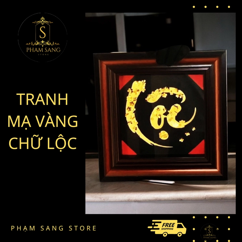Tranh Mạ Vàng Để Bàn/ Treo Tường Mẫu Chữ Lộc 4119