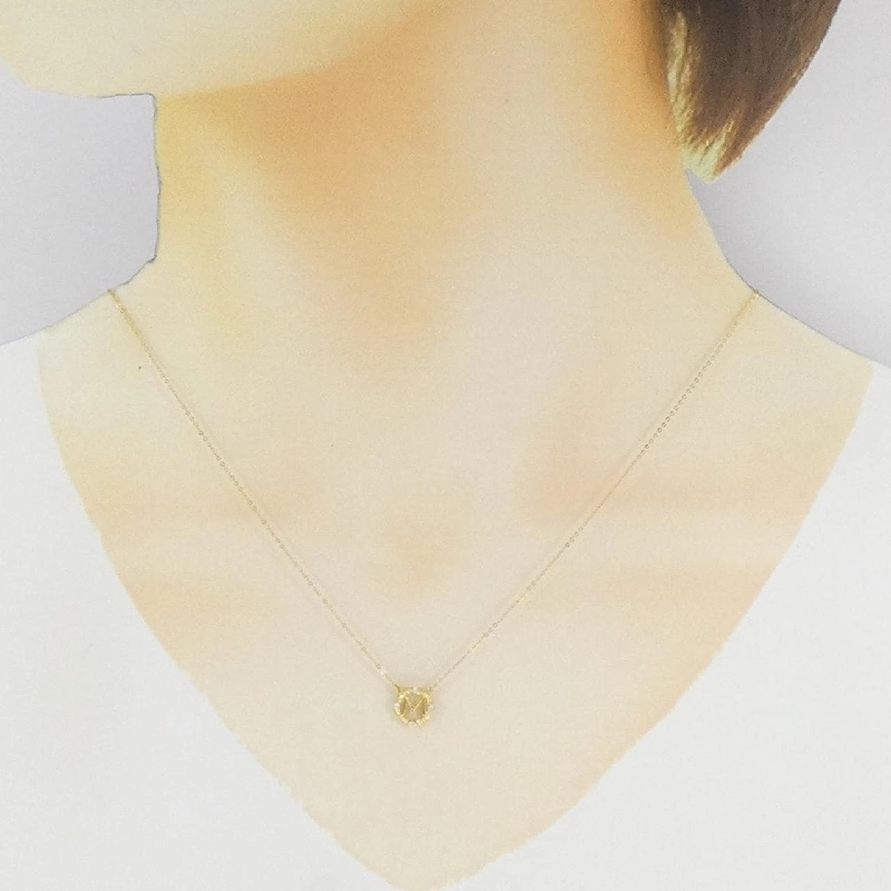 K18YG Chữ cái M Dây chuyền kim cương 0.03CT - Hàng hiệu Chính hãng 860750