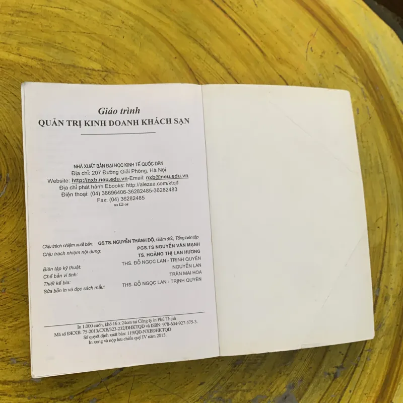 GIÁO TRÌNH QUẢN TRỊ KINH DOANH KHÁCH SẠN - PGS.TS. Nguyễn Văn Mạnh, TS. Hoàng thị L. Hương 795373