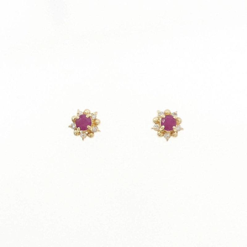 K18YG Bông tai Ruby - Hàng hiệu Chính hãng 863500