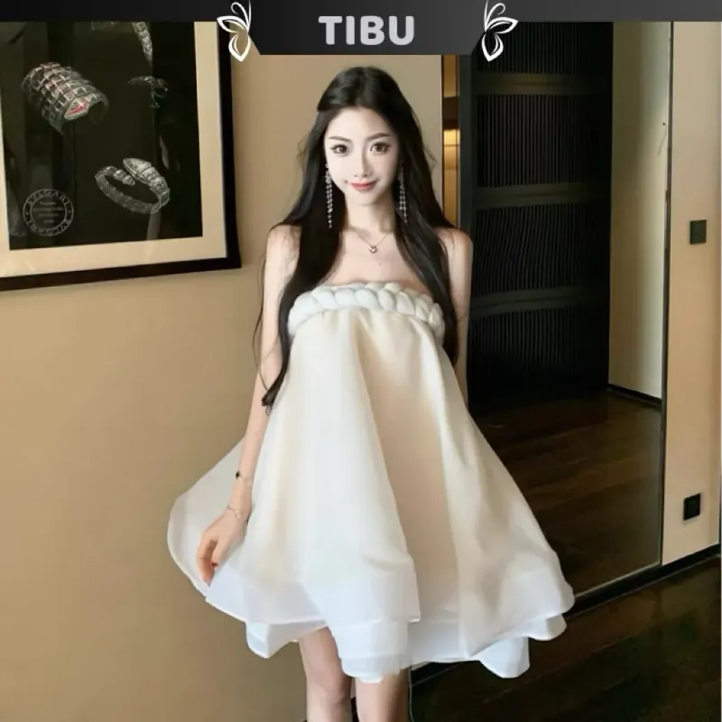 Đầm ống baby doll thắt bính Cúp Ngực Dự Tiệc Đi Chơi Tiểu Thư Sang Chảnh 1033104
