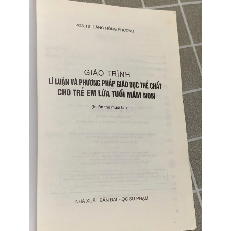 GIÁO TRÌNH LÍ LUẬN VÀ PHƯƠNG PHÁP GIÁO DỤC THỂ CHẤT  CHO TRẺ EM LỨA TUỔI MẦM NON 545450