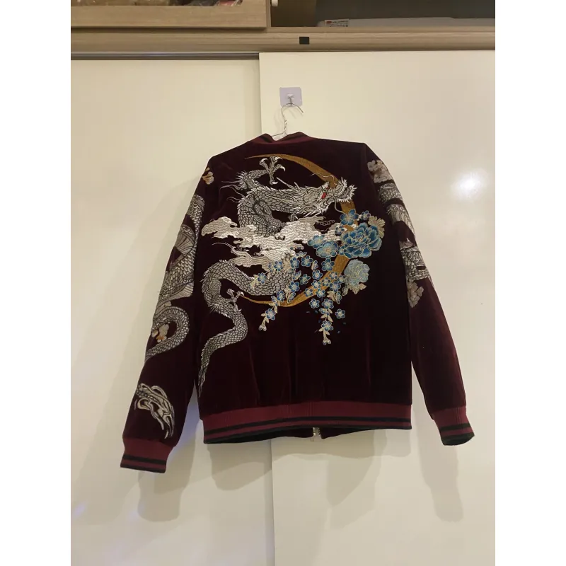 Sukajan , mới mặc 2 lần , nhung đỏ , thêu rồng , không lỗi lầm  750104