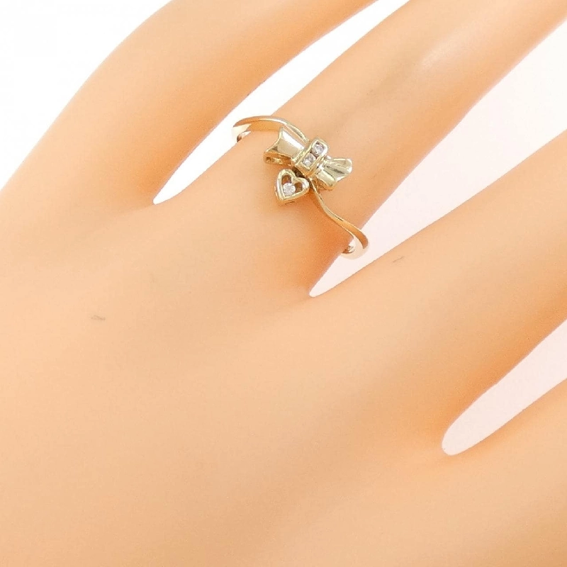 Nhẫn kim cương hình trái tim × ruy băng K18YG 0.03CT 669367