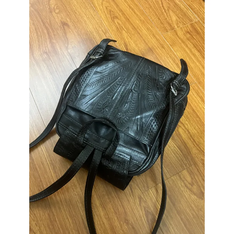 Balo nữ 24x32x11 da mộc khắc 2hand 992664