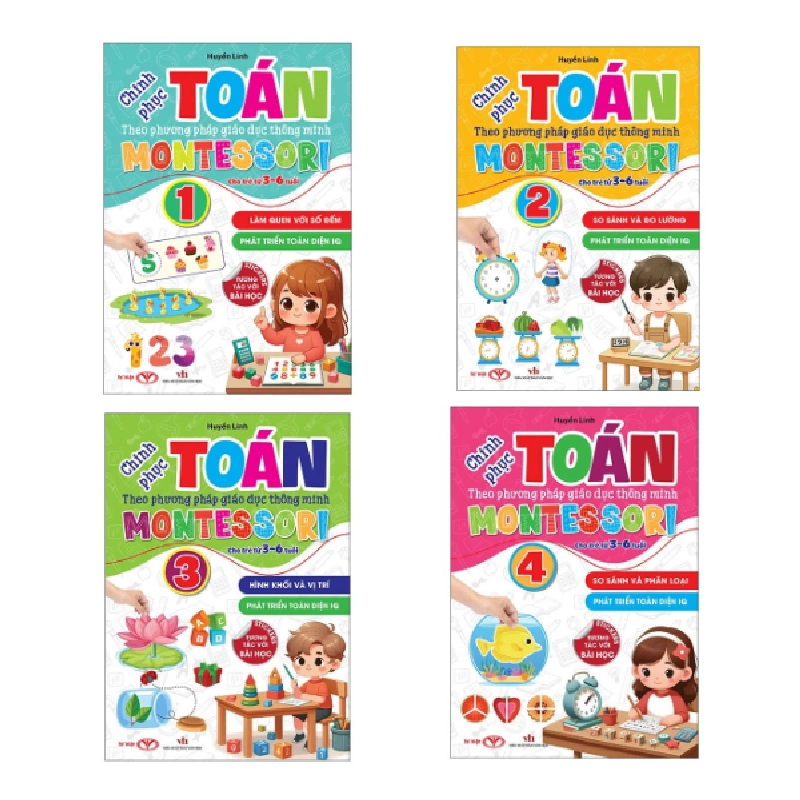 Bộ 4 cuốn Chinh Phục Toán Theo Phương Pháp Giáo Dục Thông Minh Montessori Cho Trẻ 3-6 Tuổi - Kèm sticker [TSTK] 1018103