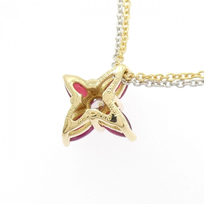 Dây chuyền ruby 750YG/750WG hoa 1.39CT - Hàng hiệu Authentic 858048