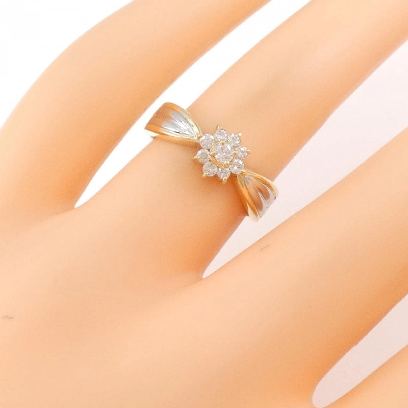 Nhẫn kim cương hoa K18YG/PT900 0.21CT 671222