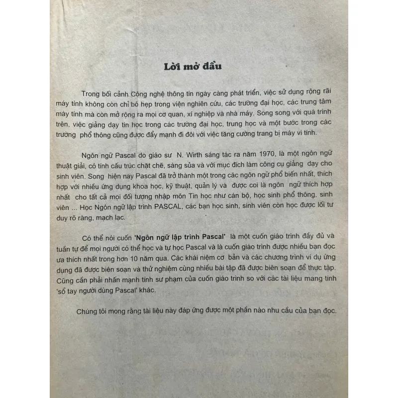 NGÔN NGỮ LẬP TRÌNH PASCAL(Full bộ lý thuyết + bài tập) 705106