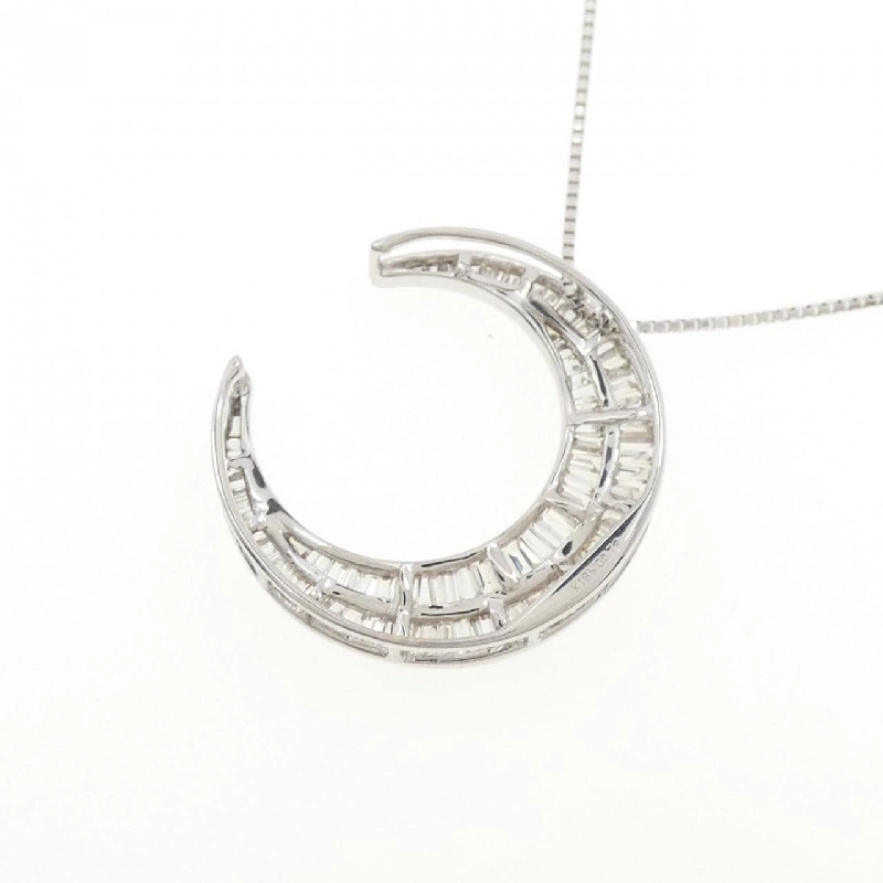 K18WG Mặt dây chuyền kim cương hình trăng 0.72CT - Hàng hiệu Chính hãng 862480