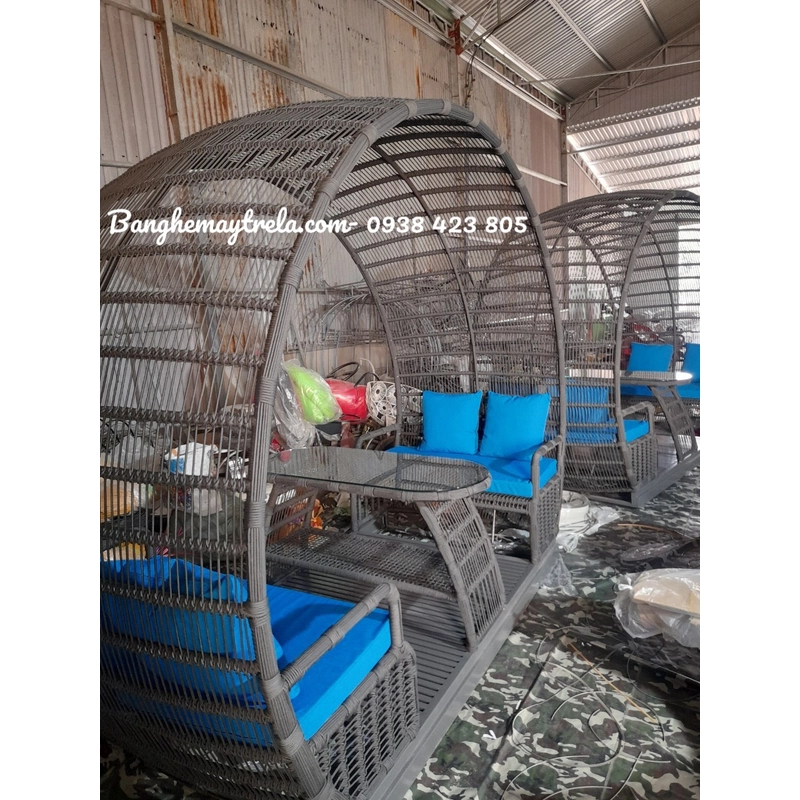 Ghế hồ bơi mây nhựa mái vòm 536866