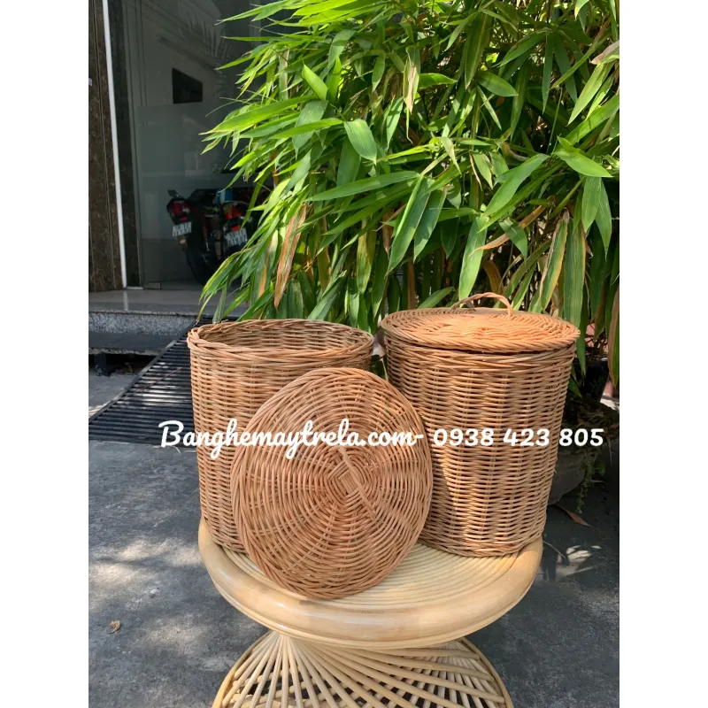 Sọt tròn đựng đồ mây tự nhiên 716524