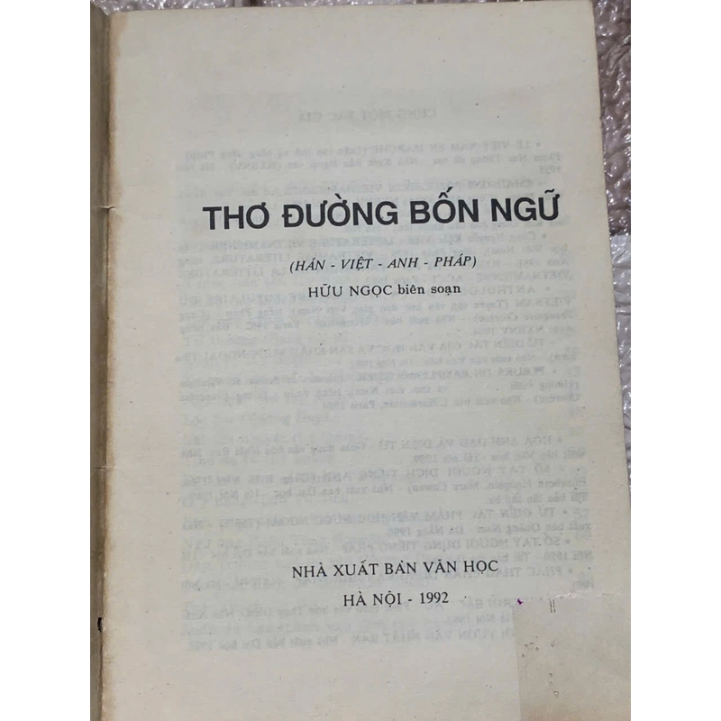THƠ ĐƯỜNG BỐN NGỮ HÁN - VIỆT- ANH -PHÁP 539919