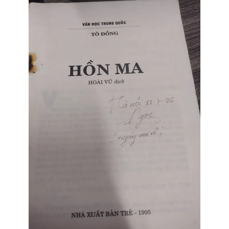 Sách: Hồn Ma - Tô Đồng (Văn học Trung Quốc) A2 576606