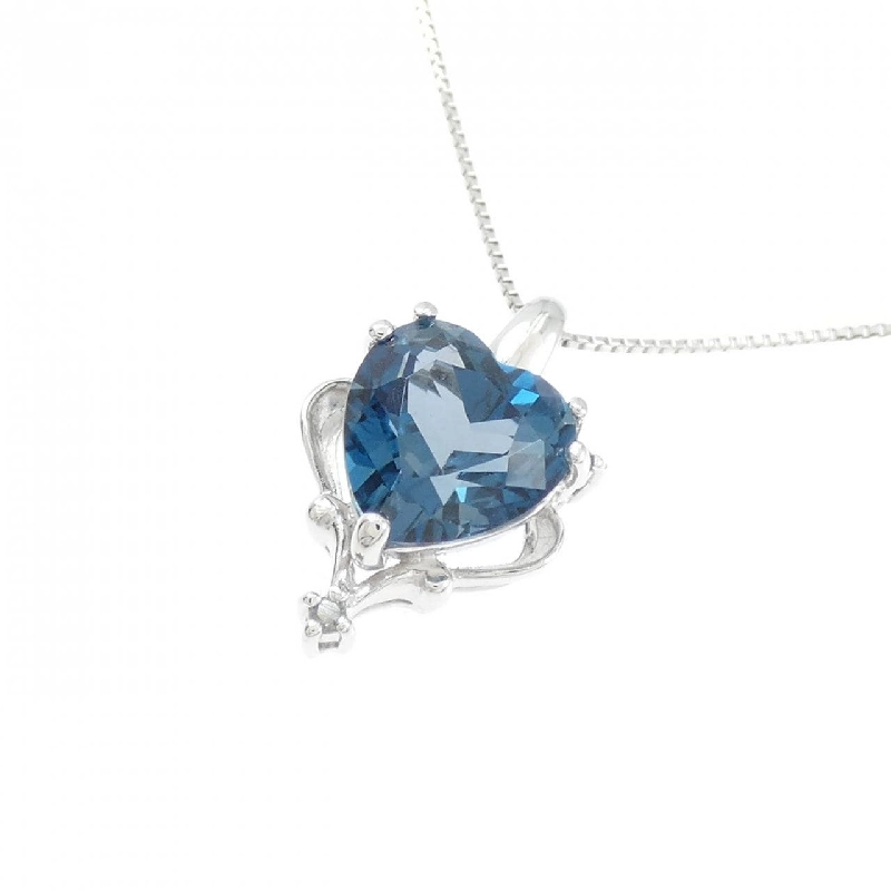 K18WG Dây chuyền hình trái tim đá Blue Topaz 2.50CT - Hàng hiệu Chính hãng 858923
