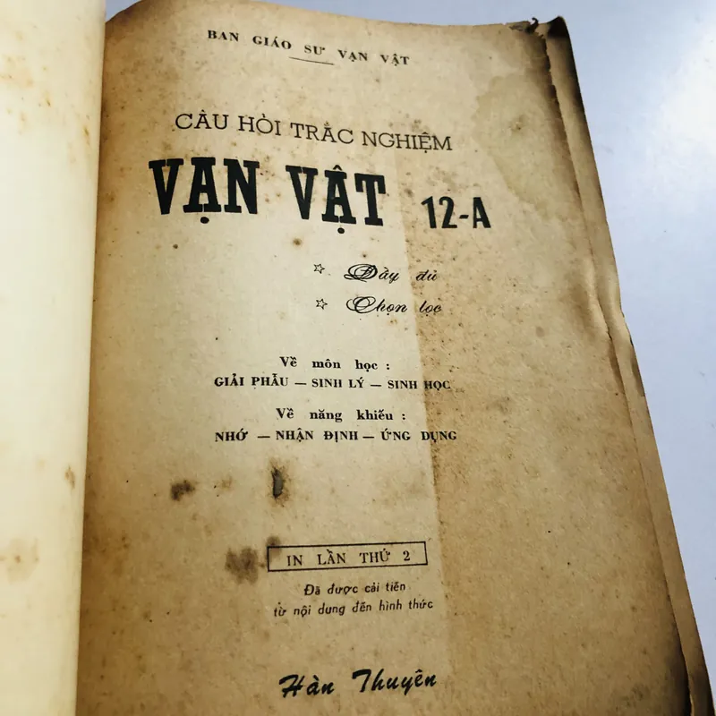 📘 TRẮC NGHIỆM VẠN VẬT 12A 571061