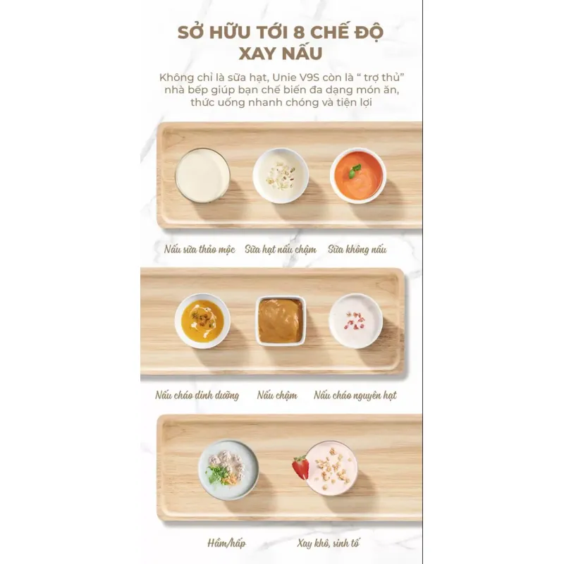 Máy làm sữa hạt UNIE V9S PRO dung tích 1,75L, xay nấu siêu êm, vệ sinh khử khuẩn tự động 706298
