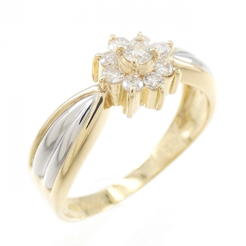 Nhẫn kim cương hoa K18YG/PT900 0.21CT 671222