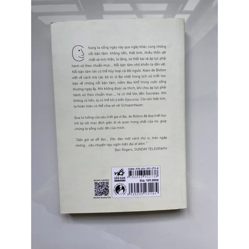 Sự an ủi của triết học - Alain de Botton , sách đã qua sử dụng 745230