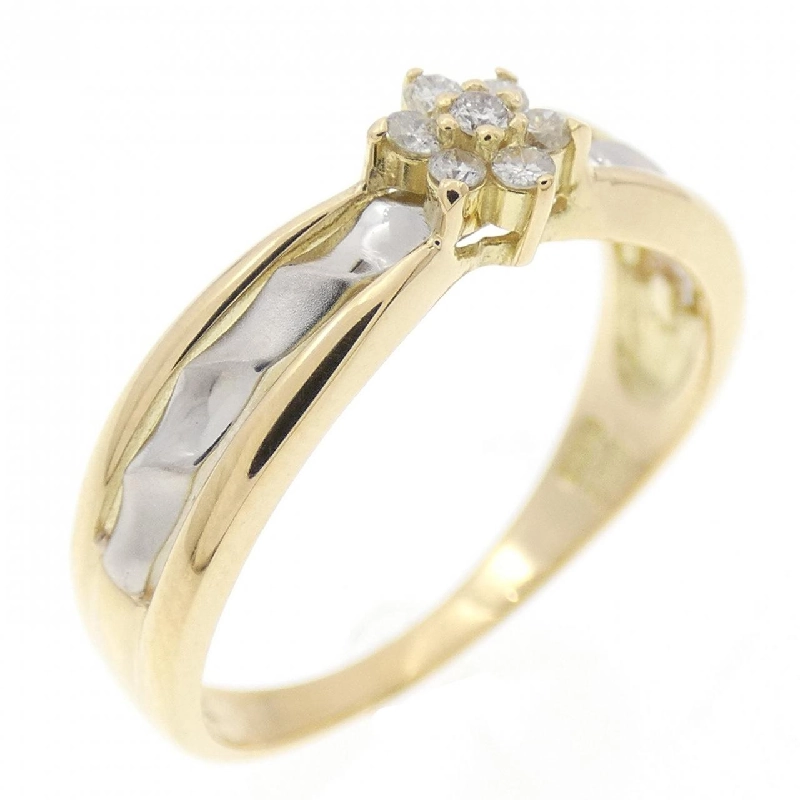 Nhẫn kim cương hoa K18YG/PT900 0.07CT 672289