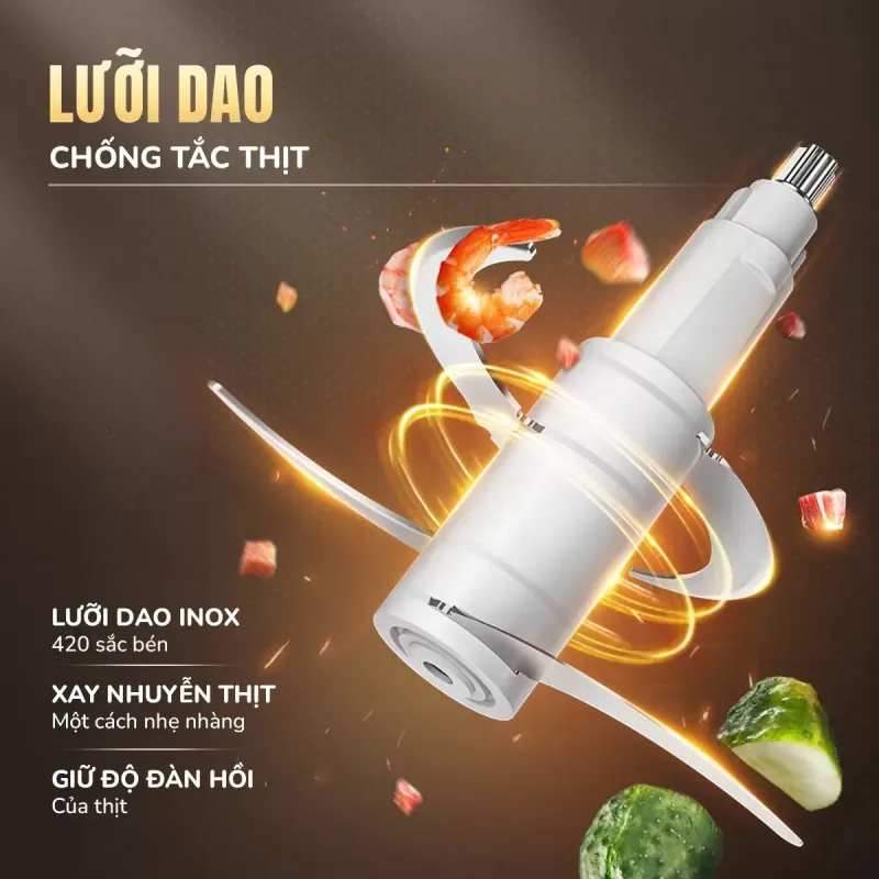 Máy xay thịt UNIE UM366 dung tích 2,5L, 2 cối xay thủy tinh, đánh ruốc, bóc tỏi tiện lợi 679160