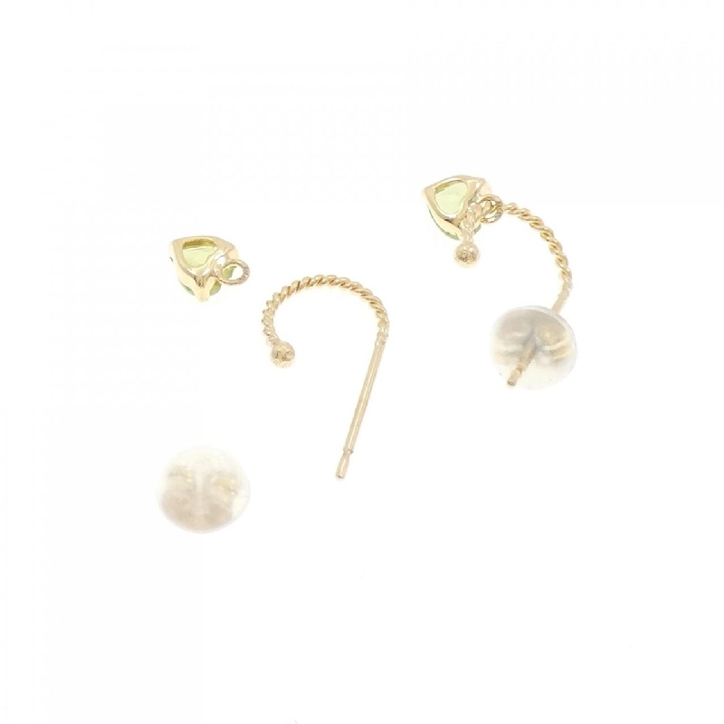 K18YG Bông tai hình trái tim Peridot - Hàng hiệu Chính hãng 869201