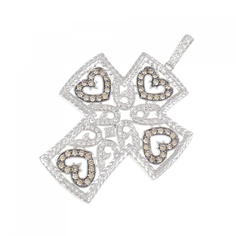 K18WG/K18BG Đính hạt chéo × trái tim Kim cương Mặt dây chuyền 1.25CT - Hàng hiệu Chính hãng 865601