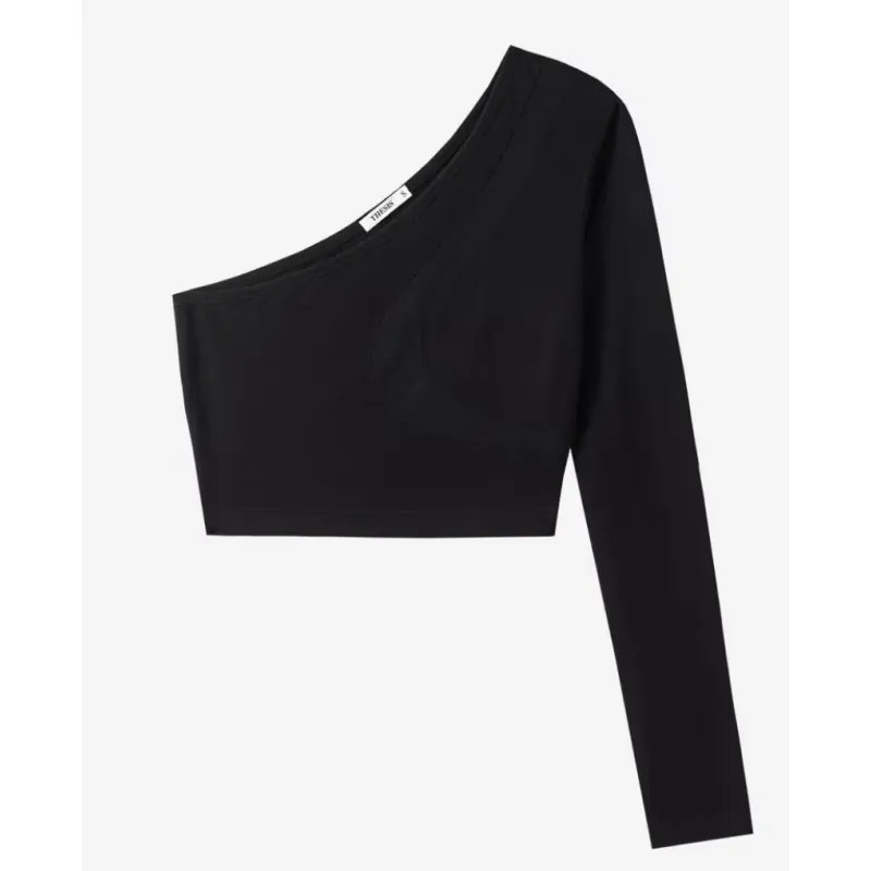 Croptop lưới 1 tay cotton pha lưới dày tay 760056