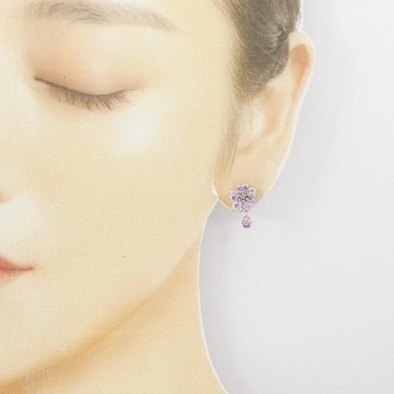 K18WG Bông tai hoa Sapphire 0.86CT - Hàng hiệu Chính hãng 871609