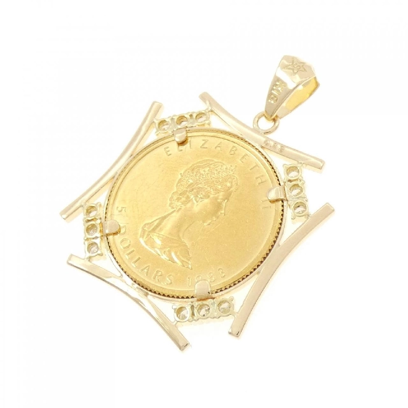 K18YG(枠) Dây chuyền đồng xu kim cương 0.13CT - Hàng hiệu Authentic 866043