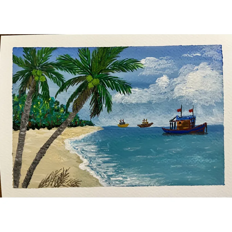 Tranh phong cảnh biển - màu gouache  714701
