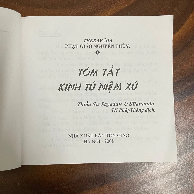 II Tựa sách: Tóm Tắt Kinh Tứ Niệm Xứ - TS. Sayadaw U Silananda - 2008 429285