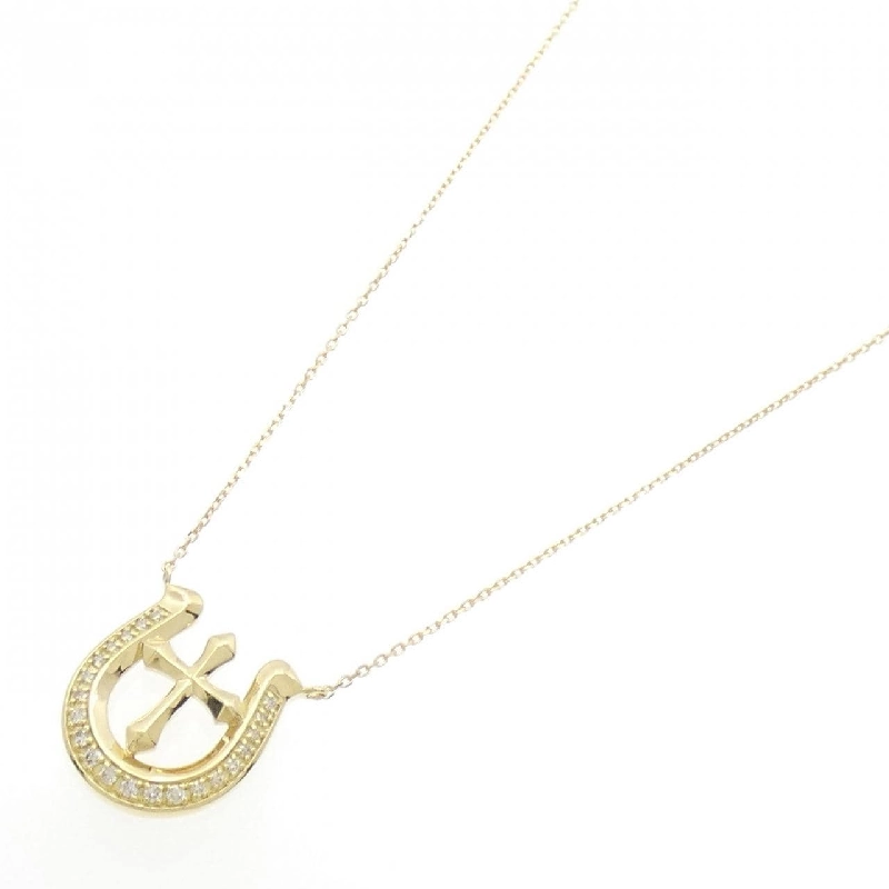 K18YG móng ngựa × chữ thập dây chuyền kim cương 0.10CT - Hàng hiệu Authentic 861675