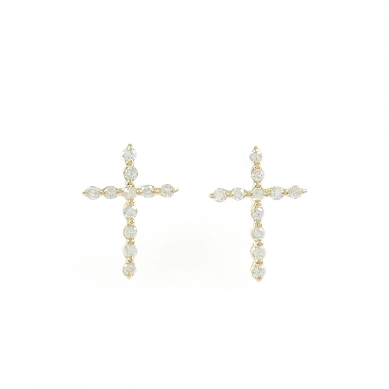 K18YG Bông tai kim cương chéo 0.20CT - Hàng hiệu Chính hãng 868743