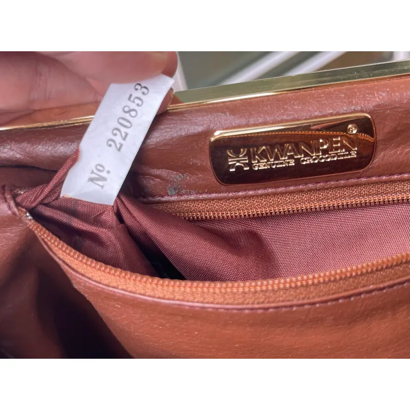 Kwanpen Túi xách nữ da cá sấu cao cấp màu nâu đỏ hàng hiệu 974438