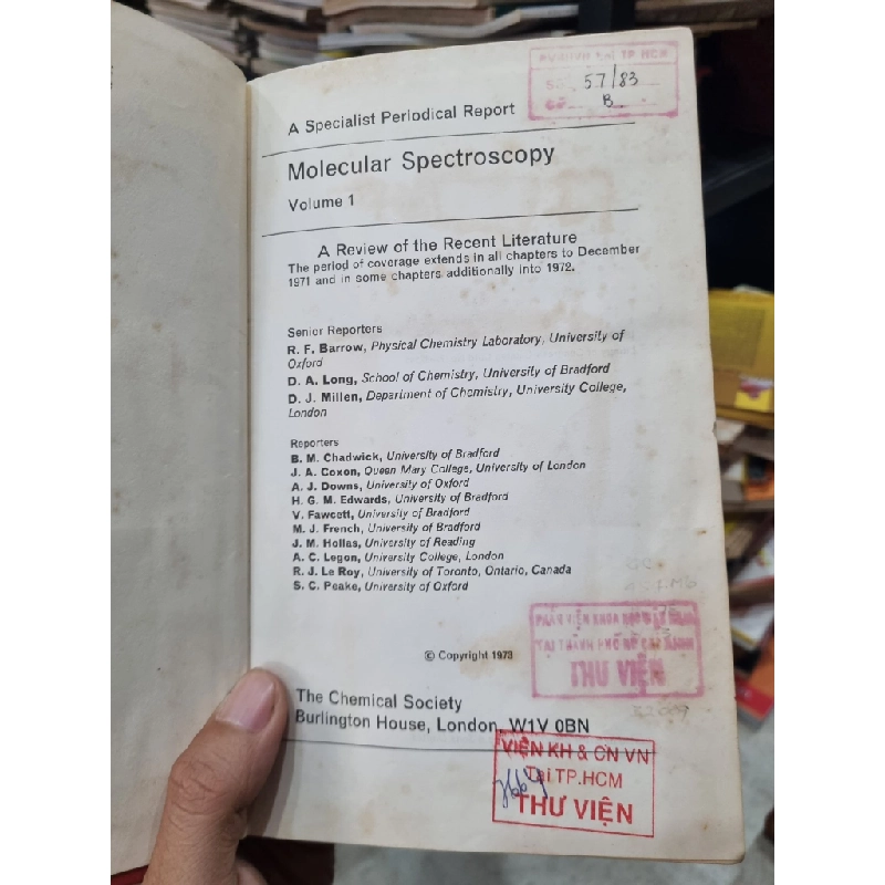 Molecular Spectroscopy Volume 1 (A Specialist Periodical Report) - R. F. Barrow, D. A. Long, D. J. Millen 448793