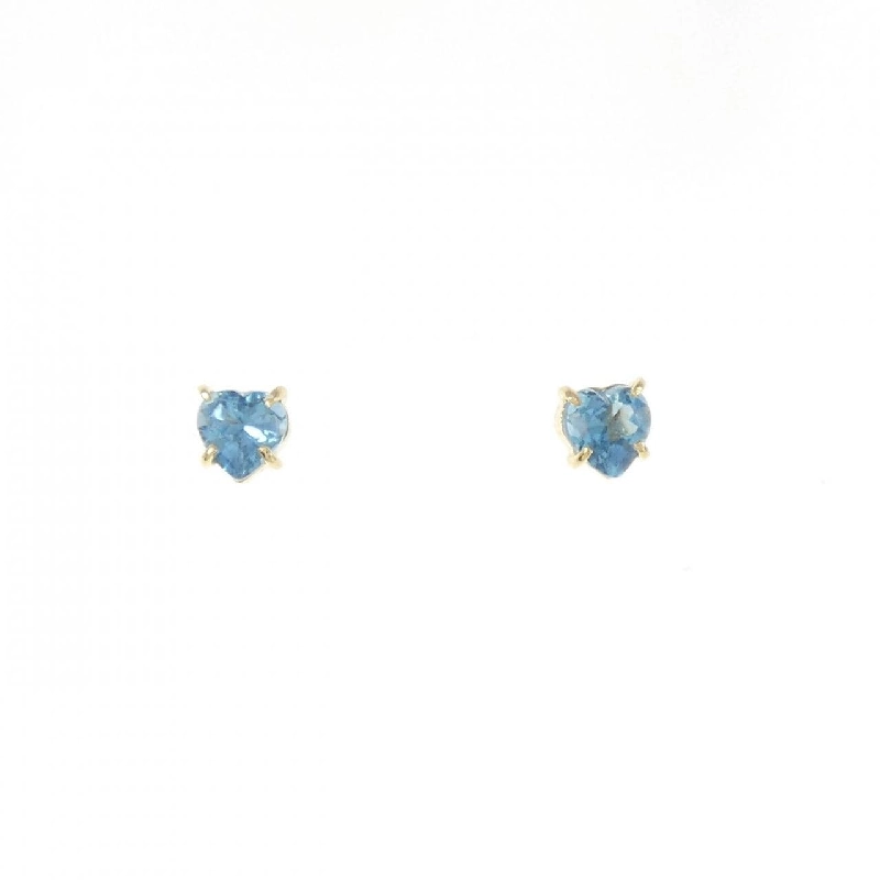 K18YG Heart Blue Topaz Earrings - Hàng hiệu Authentic 871113