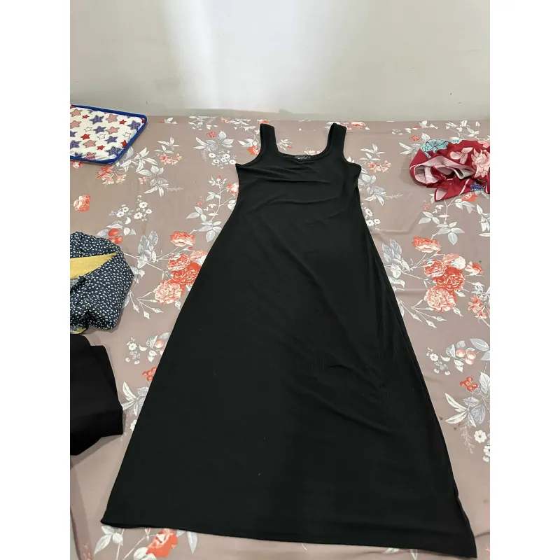 Váy thun đen dài, co giãn, bầu mặc thoải mái size S 697542