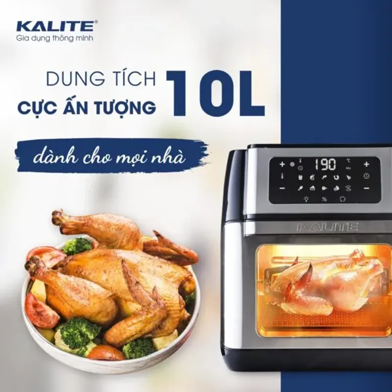 Nồi chiên không dầu KALITE Q10 – 10 Lít, Có Xiên Quay – Đa Năng – Nấu Được Mọi Món! 718082