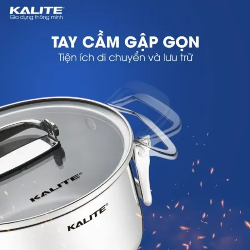 Bộ nồi inox Kalite KL381 16-20-24 cm, inox 304 5 lớp, gập gọn, đa năng 574431