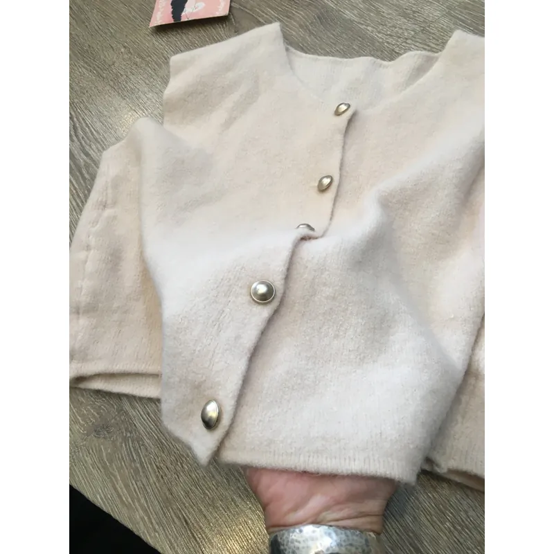 [2nd Tuyển Nhật] Áo len ghilê croptop len lông tho? màu kem siêu mịn style hottrend Nhật 695569