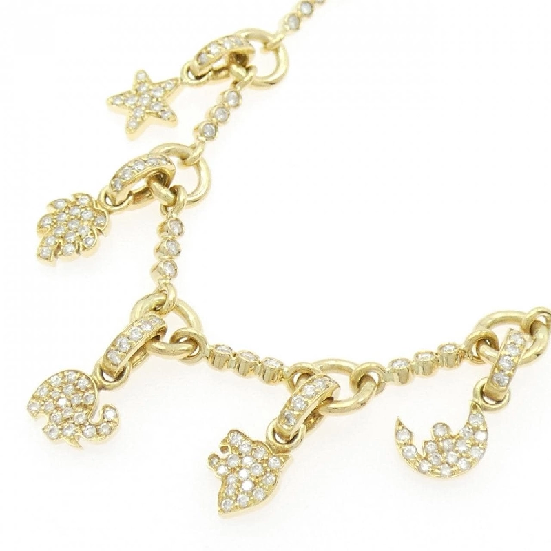 Dây chuyền kim cương Pave hình sao và mặt trăng 750YG - Hàng hiệu Authentic 860822